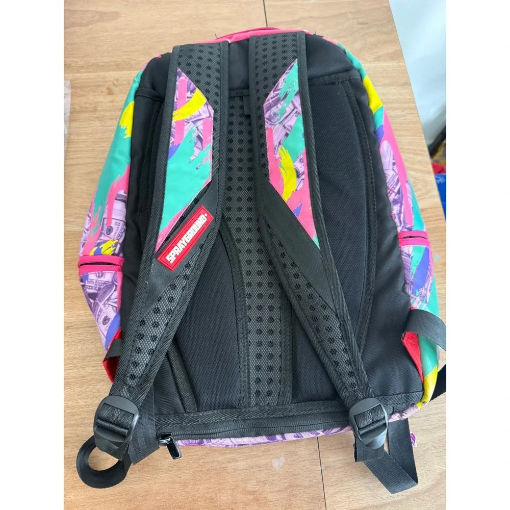 Sprayground Limited Edition Pink Money Paint Drip Backpack Kids School Bag